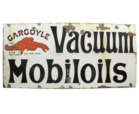A large Gargoyle Vacuum Mobiloils enamel sign,believed by Protector Enamel Co. Ltd of Birmingham &amp; London, single-sided, 