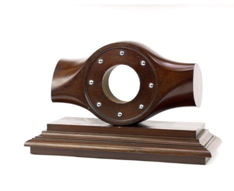 A truncated mahogany two-bladed 'de Havilland 5' propeller hub, circa 1917,display mounted and partially hollowed-out from th