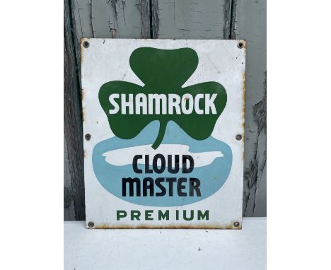 A Shamrock Cloud Master enamel sign,American, 1950s, single-sided, 32 x 27cm; together with a plastic Leyland Triumph sign (f