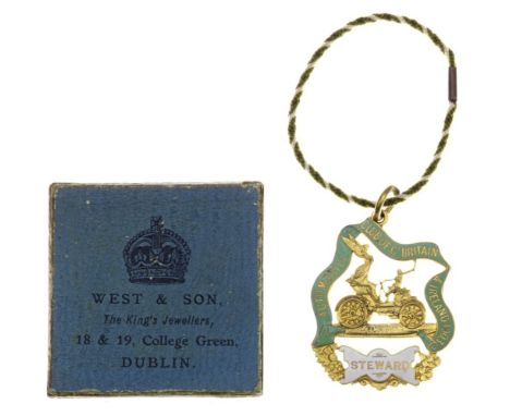A 1903 Automobile Club of Great Britain &amp; Ireland steward's enamel badge,gilt badge by West &amp; Son of College Green, D
