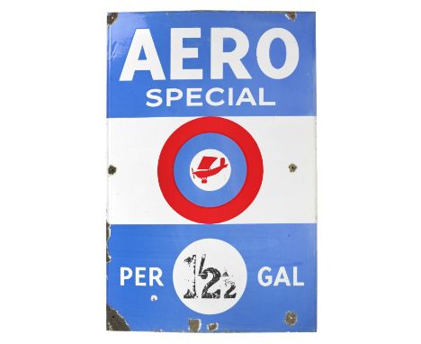 An Aero Special enamel sign,single-sided, in red, blue and white enamel, wall-mounting holes to edges, with bright colours, t