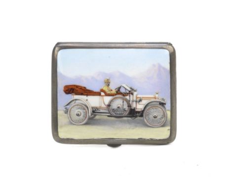 An enamelled silver cigarette case by Hamilton &amp; Co (of Calcutta), 1911,with Chester assay marks, the front decorated wit