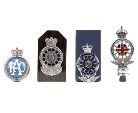 Three enamelled RAC Full Members badges,comprising 1920s nickel-plated solid cast badge by Elkington, numbered 'D281', with U