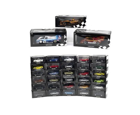 Assorted boxed and display cased models by Minichamps,comprising 1:18 Porsche 956K 'John Fitzpatrick Racing' 1983 200 Meilen 