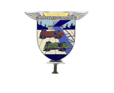 A BARC Brooklands Automobile Racing Club enamel member's badge, 1932-39,by Spencer of London, numbered 589, 9.5cm high, seven