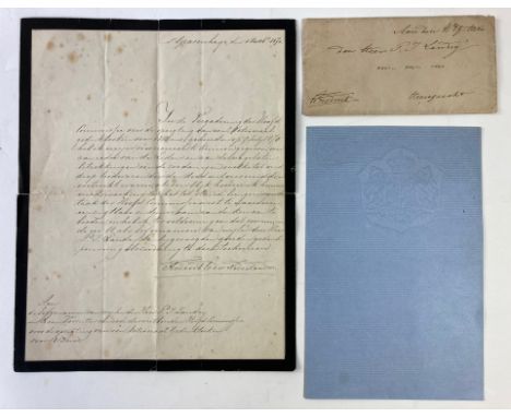 FREDERIK, Prins der Nederlanden (1797-1881). Signed letter to P.J. Landrij (1802-1865) regarding festivities on November 17th