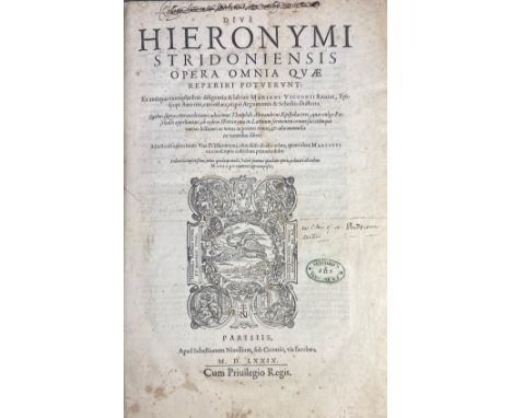 HIERONYMUS STRIDONIUS. Opera omnia quae reperiri potuerunt. (Ed. Marianus Victorius Reatinus) &amp; Index. Par., S. Nivellius