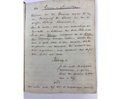 VIANEN &amp; AMEIDE -- BINDER containing copies in manuscript of ordinances/legal texts relating to the cities Vianen and Ame