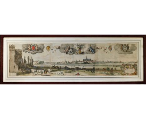 LOW COUNTRIES -- HAARLEM -- "HAERLEM". Amst., R. &amp; J. Ottens, (between 1726-66). Engr. handcold. panoramic view by J. v.d