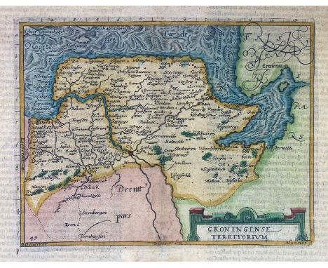 LOW COUNTRIES -- GRONINGEN -- "GRONINGENSE TERRITORIUM". (Cologne, c. 1587-1602). Cont. cold. engr. map of the province of Gr