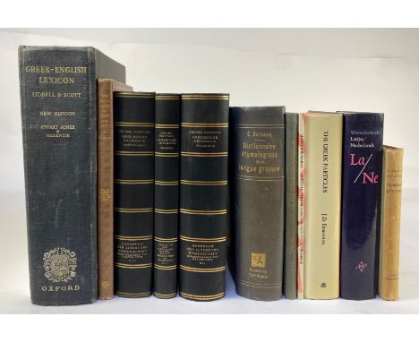 BOISACQ, É. Dictionnaire étymologique de la langue grecque. (1e éd.). 1916. Ocl. -- LIDDELL, H.G. &amp; R. SCOTT. A Greek-Eng