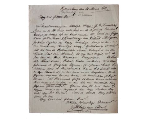 VERHEIJE v. CITTERS, Jacob (1753-1823). Signed letter to (most probably) Johan Adriaan van der Heim van Duivendijke (1791-187
