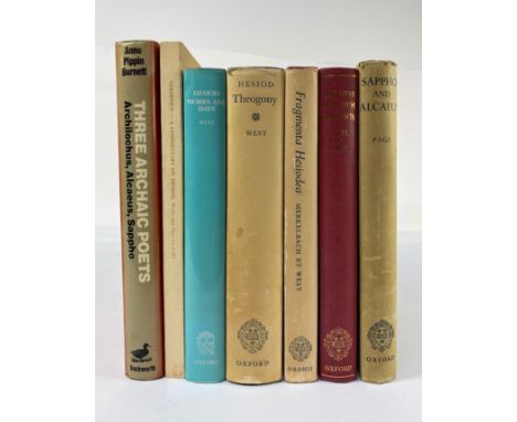 HESIODUS. Works and days - Theogony. - Ed. w. proleg. &amp; comm. by M.L. West. 1966(-82). 2 vols. Or. binds. w. dust-j. (1 s