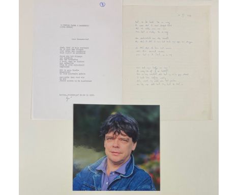 BÜCH, B. "Het is te laat, ze is weg." (10 XII 1979). Ms. on r°. A4 lined paper. Translation of the song by Buddy Holly: It's 
