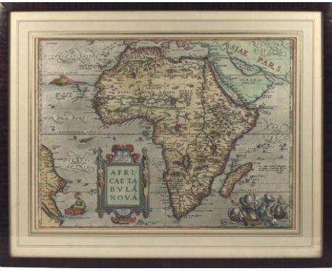 AFRICA -- "AFRICÆ TABULA NOVA". Antwerp, (Ortelius), 1570 (i.e. 1580's/early 1590's). Engr. map by F. Hogenberg, beautifully 