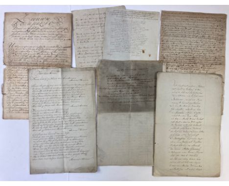 COLLECTION of c. 7 manuscript poems in Dutch, 17th-18th c., i.a. by J. v. Spaan (1762-1789), poet, a.o., with titles like 'Ze