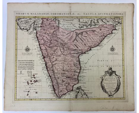 INDIA -- "CARTE DES CÔTES DE MALABAR ET COROMANDEL (…)". Amst., Covens &amp; Mortier, (c. 1730). Engr. map of the southern pa