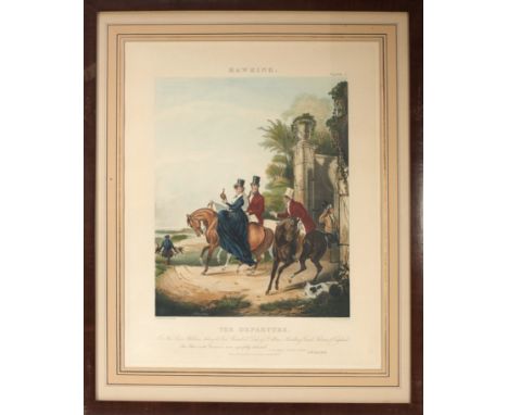 HUNTING SCENES -- "HAWKING: The departure. Plate 1". - Id.: "The rendezvous. Plate 2". - Id.: "The fatal stoop. Plate 3". - I