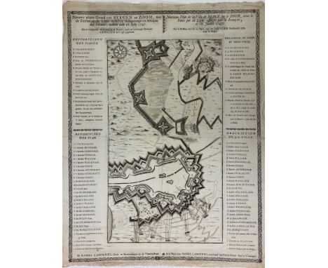 FORTIFICATIONS AND WARFARE -- "NIEUWE PLATTE GROND van Bergen op Zoom, met de Forten op de Linie derzelver belegeringe en Att