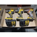 Lot of (3) DEWALT 20V Cordless Drill Drivers w/ (2) Chargers