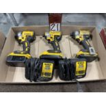 Lot of (3) DEWALT 20V Cordless Impact Drivers w/ (2) Chargers