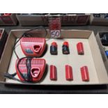 Lot of (2) MILWAUKEE 12V Battery Chargers w/ (6) Spare Batteries