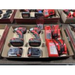 Lot of (2) MAKITA 2656-20 18V Cordless Impact Drivers w/ (2) MILWAUKEE Battery Chargers and (2)