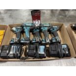 Lot of (5) MAKITA 12V Cordless Impact Drivers w/ (3) Battery Chargers