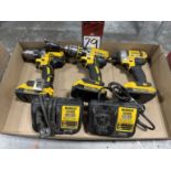 Lot of (3) DEWALT 20V Cordless Drill Drivers w/ (2) Chargers