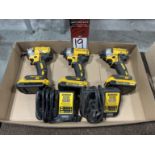 Lot of (3) DEWALT 20V Cordless Impact Drivers w/ (2) Chargers