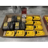 Lot Comprising (3) DEWALT DCB112 and DCB115 12V/20V Battery Chargers w/ (10) DEWALT 20V Batteries
