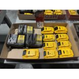 Lot Comprising (3) DEWALT DCB112 12V/20V Battery Chargers w/ (9) DEWALT 20V Batteries
