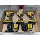 Lot of (3) DEWALT 20V Cordless Impact Drivers w/ (2) Chargers
