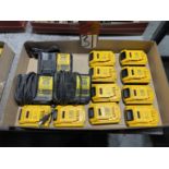 Lot Comprising (3) DEWALT DCB112 12V/20V Battery Chargers w/ (10) DEWALT 20V Batteries