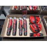 Lot of (4) MILWAUKEE 12V Cordless Right Angle Impact Drivers w/ (2) MILWAUKEE Battery Chargers