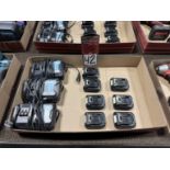 Lot of (3) MAKTIA DC10WD 12V Battery Chargers w/ (7) 12V Batteries