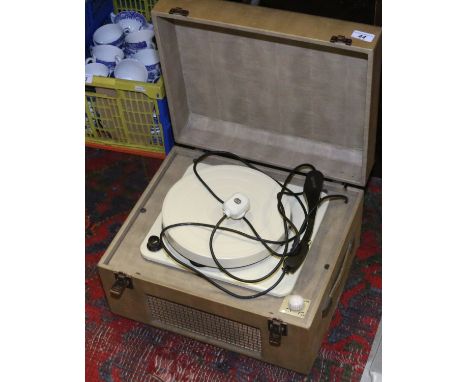 A vintage portable BSR vinyl record player.