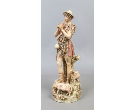 A Royal Dux model of the shepherd boy playing pan pipes (AF).