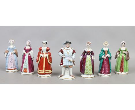 A Sitzendorf ceramic group Henry VIII and his six wives manufactured in Germany.