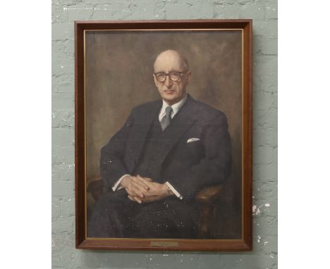 Henry Raeburn Dobson (Edinburgh portrait artist 1901-1985) Large gilt framed oil on canvas, portrait of John Riley Jones, sig