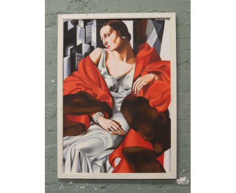After Tamara De Lempicka Polish 1890 - 1980 large oil on canvas portrait of a lady
