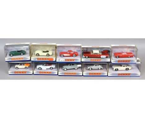 Ten boxed vintage Dinky Diecast model cars.