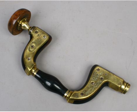 A Victorian brass and ebony Ultimatum hand brace by William Marples.