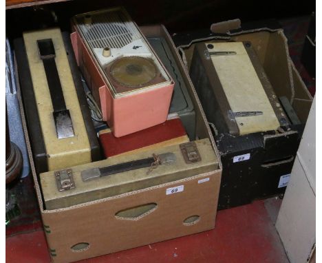 Two boxes of vintage radios to include Vidor, National Panasonic, Emerson etc.