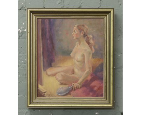 Jack Noel Kilgour (1900-1987). A gilt framed oil on canvas, portrait of a female nude.
