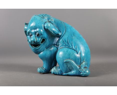 A Chinese porcelain turquoise glazed model of a zodiac beast, 9 3/4" highCondition:No visible problems 