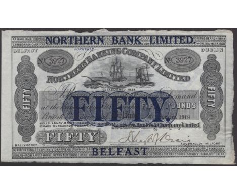 Northern Bank Limited, £50, 25 April 1918 (1929), serial number 3927, Craig signature, with large blue NORTHERN BANK LIMITED 