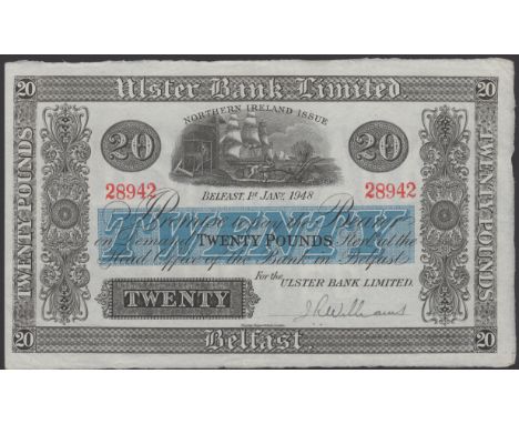 Ulster Bank Limited, £20, 1 January 1948, serial number 28942, manuscript Williams signature, original paper with good emboss