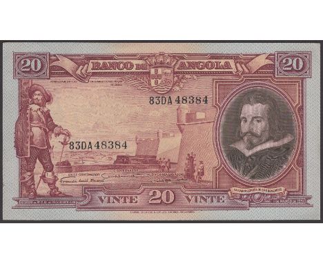 Banco de Angola, 20 Angolares, 1 March 1951, serial number 83DA 48384, light handling thus about uncirculated to uncirculated