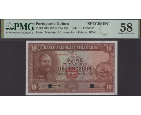 Banco Nacional Ultramarino, Portuguese Guinea, specimen 10 Escudos, 14 September 1937, no serial number, Joao Baptista de Ara